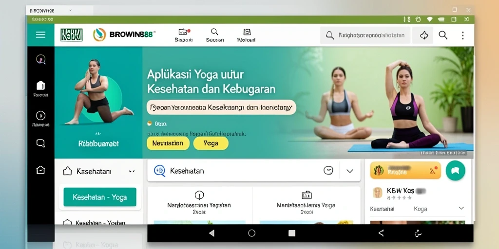 Antarmuka aplikasi BROWIN88 yang ramah pengguna untuk latihan Yoga.