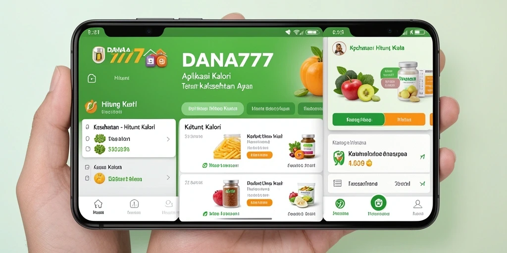 Antarmuka aplikasi DANA777 untuk menghitung kalori secara intuitif.