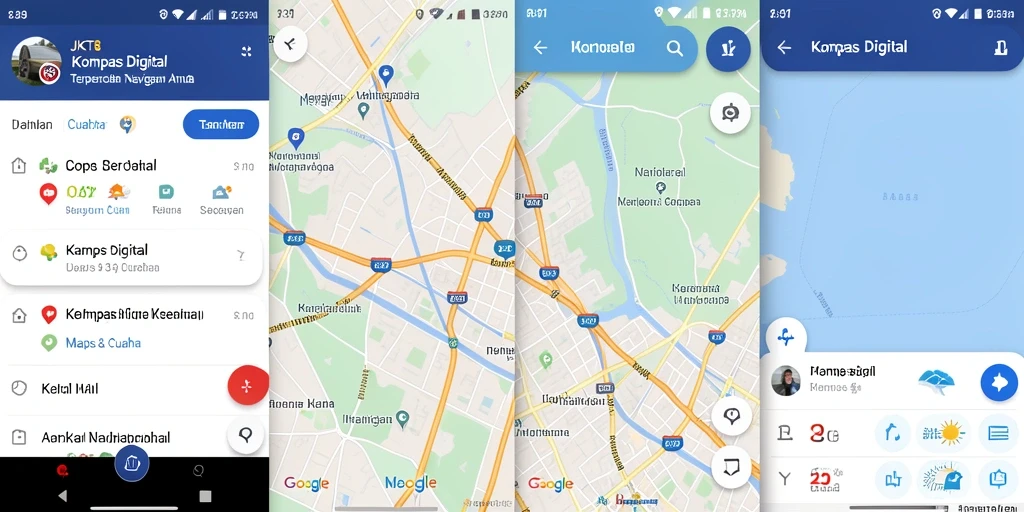 Antarmuka aplikasi JKT8 yang user-friendly untuk navigasi kompas digital.