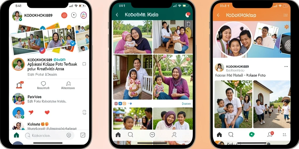 Screenshot antarmuka KODOKHOKI889 yang menampilkan kolase foto yang kreatif.