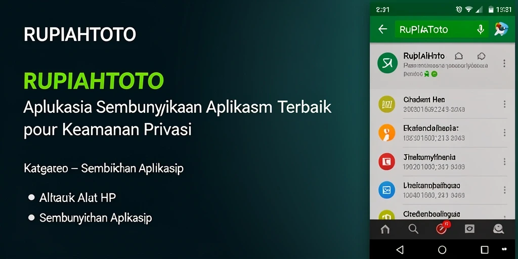 Tangkapan layar antarmuka RUPIAHTOTO menunjukkan fitur penyembunyian aplikasi yang intuitif.