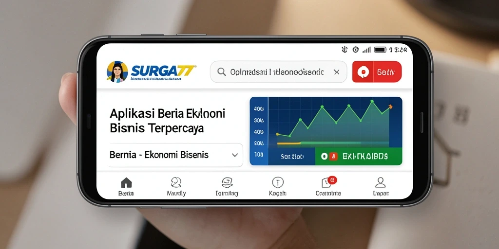 Antarmuka aplikasi SURGA77 menampilkan berita ekonomi terkini dengan tampilan yang menarik.